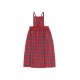 SMALL CHECK "CAT" BRACES LONG SKIRT BURGUNDY/DARK LILAC