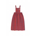 SMALL CHECK "CAT" BRACES LONG SKIRT BURGUNDY/DARK LILAC