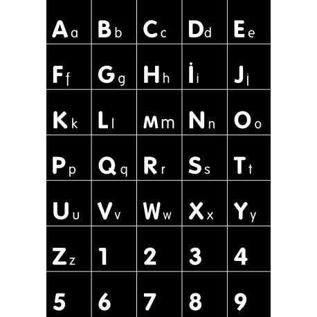 Alphabet/number wall decal black