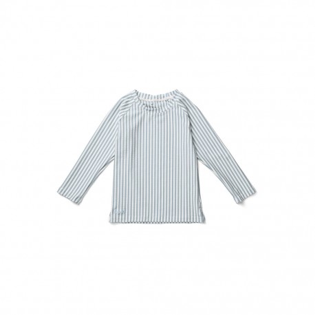 Noah swim tee - Stripe Seablue/white