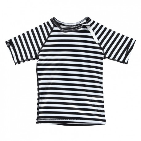 "Black and White Stripes" UV swim tee