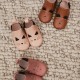 Edith leather slippers - Rabbit tuscany rose