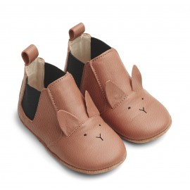 Edith leather slippers - Rabbit tuscany rose