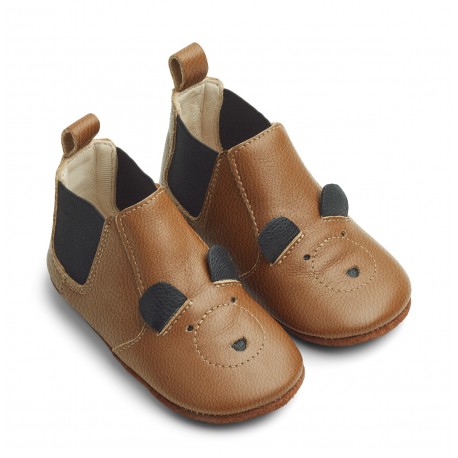 Edith leather slippers - Mr bear mustard