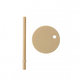 Straw lid beige for drinking glass