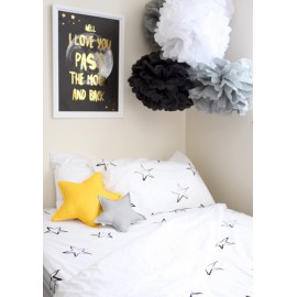 Painted Star Pillowcase - Black/White