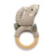 Crochet rattle on ring, Moon the wolf