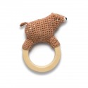 Crochet rattle on ring, Woody the bear