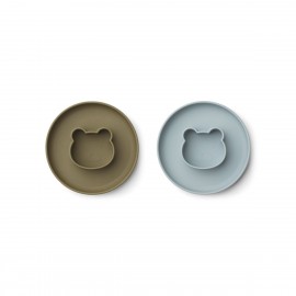 Gordon Plate 2 Pack - Mr bear blue fog/khaki mix