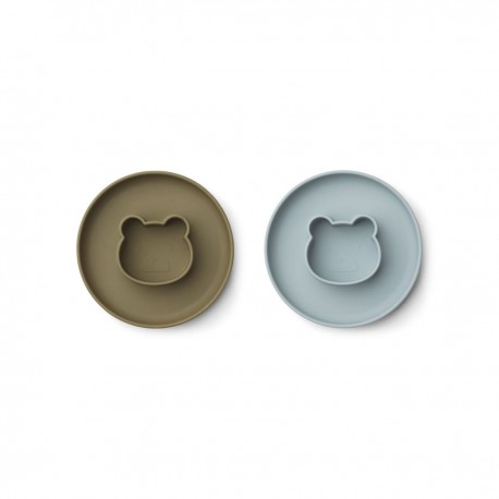 Gordon Plate 2 Pack - Mr bear blue fog/khaki mix