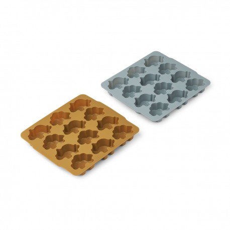 Sonny Ice Cube Tray 2 Pack - Dino caramel/blue