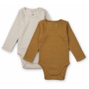 Yanni body long sleeve 2-pack - caramel/sandy