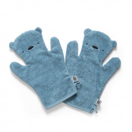 Terry bath puppet set, Milo, powder blue