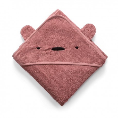 Terry hooded towel, Milo the bear, blossom pink