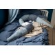 Knitted cushion, Sleepy Croc, powder blue