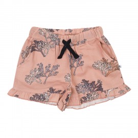 Coral - ruffled shorts