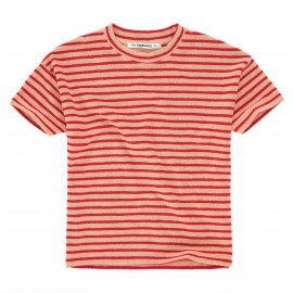 T-shirt toweling - stripe pomegranate