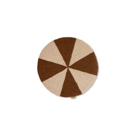 Arch Embr. Round Cushion Dark Brick/Off-White