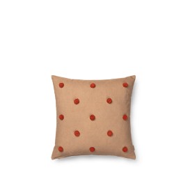 Dot Tufted Cushion - Camel/red