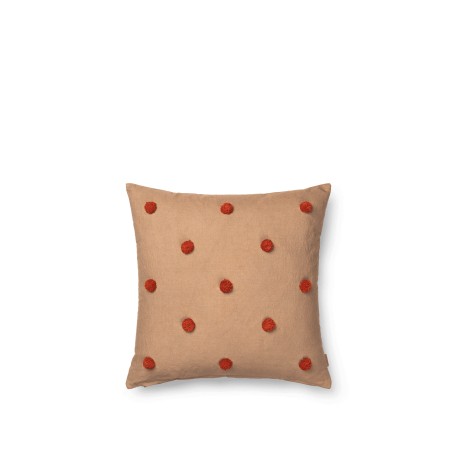 Dot Tufted Cushion - Camel/red