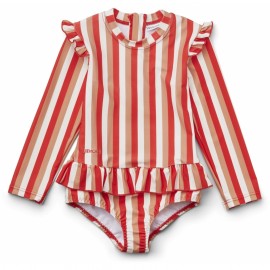 Sille swimsuit - Stripe apple red