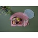 Silicone plate w/lid, Fanto, pink