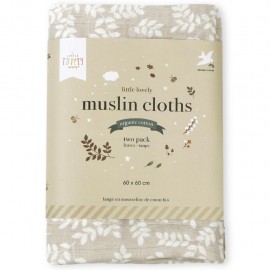 Muslin Cloth Set of 2 Leaves taupe