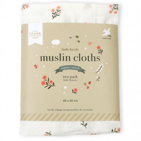 Muslin Cloth Set of 2 Little flowers