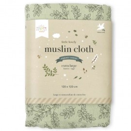Muslin Cloth XL Leaves - Sage