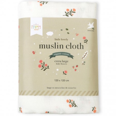 Muslin Cloth XL Leaves - Little Flowers