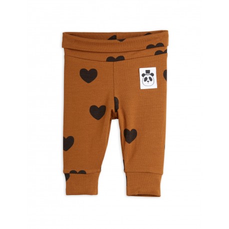 Basic hearts newborn leggings - hearts brown