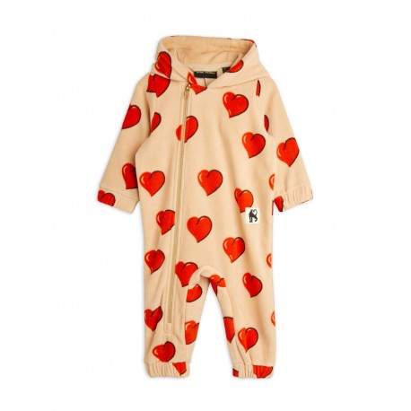 Hearts Fleece Onesie - beige