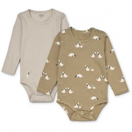 Yanni body long sleeve 2-pack - dog/oat mix