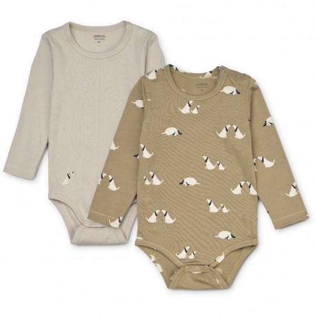 Yanni body long sleeve 2-pack - dog/oat mix