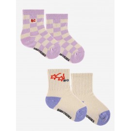 Checkered and Stars Glasses long baby socks pack