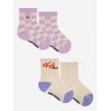 Checkered and Stars Glasses long baby socks pack