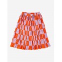 Checkerboard pleated midi skirt