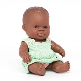 BABY DOLL AFRICAN GIRL 21CM with clothing