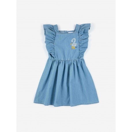 Pelican denim ruffle dress