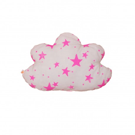 Cloud pillow small neon pink stars and stripes