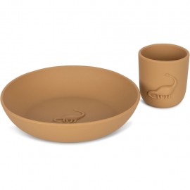 Dino cup & plate - Almond