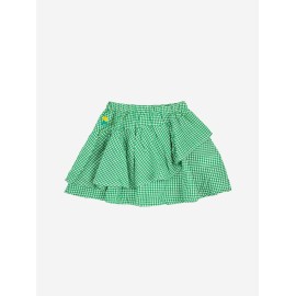 Green Vichy woven ruffle skirt