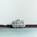 Cloud pillow small black grid