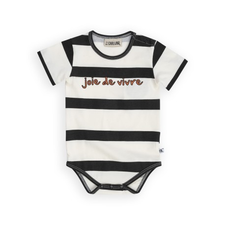 Stripes black - bodysuit short sleeve with print