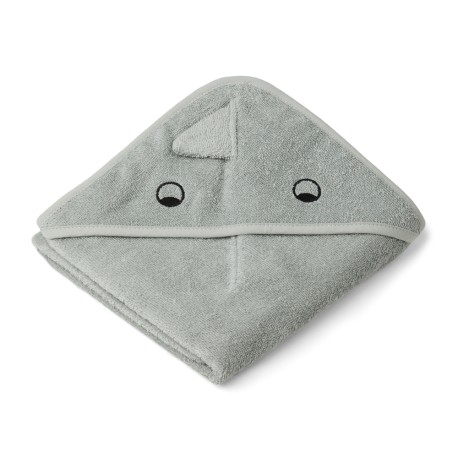 Albert Hooded Baby Towel - Dino dove blue