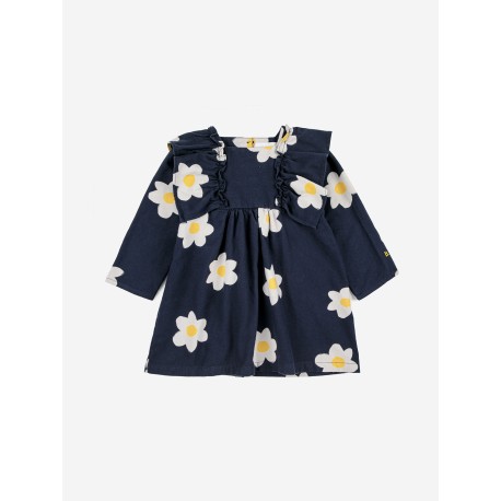 Baby Big Flower all over ruffle woven dress