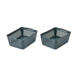 Makeeva storage basket L 2 pack - whale blue