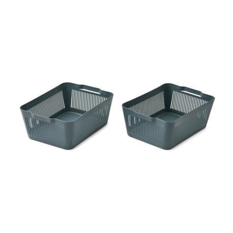 Makeeva storage basket L 2 pack - whale blue