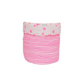 Storage basket M neon pink stars and stripes