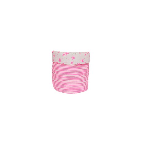 Storage basket M neon pink stars and stripes